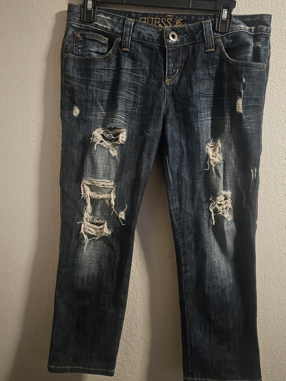 GUESS Dark Blue Distressed Women's Jeans
